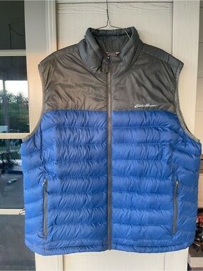 Eddie Bauer Blue and Gray Quilted Puffer Vest